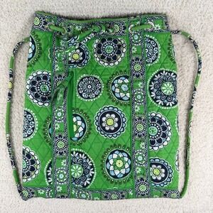 Vera Bradley Cupcake Green Quilted Cotton Drawstring Cinch Backpack Bag Retired